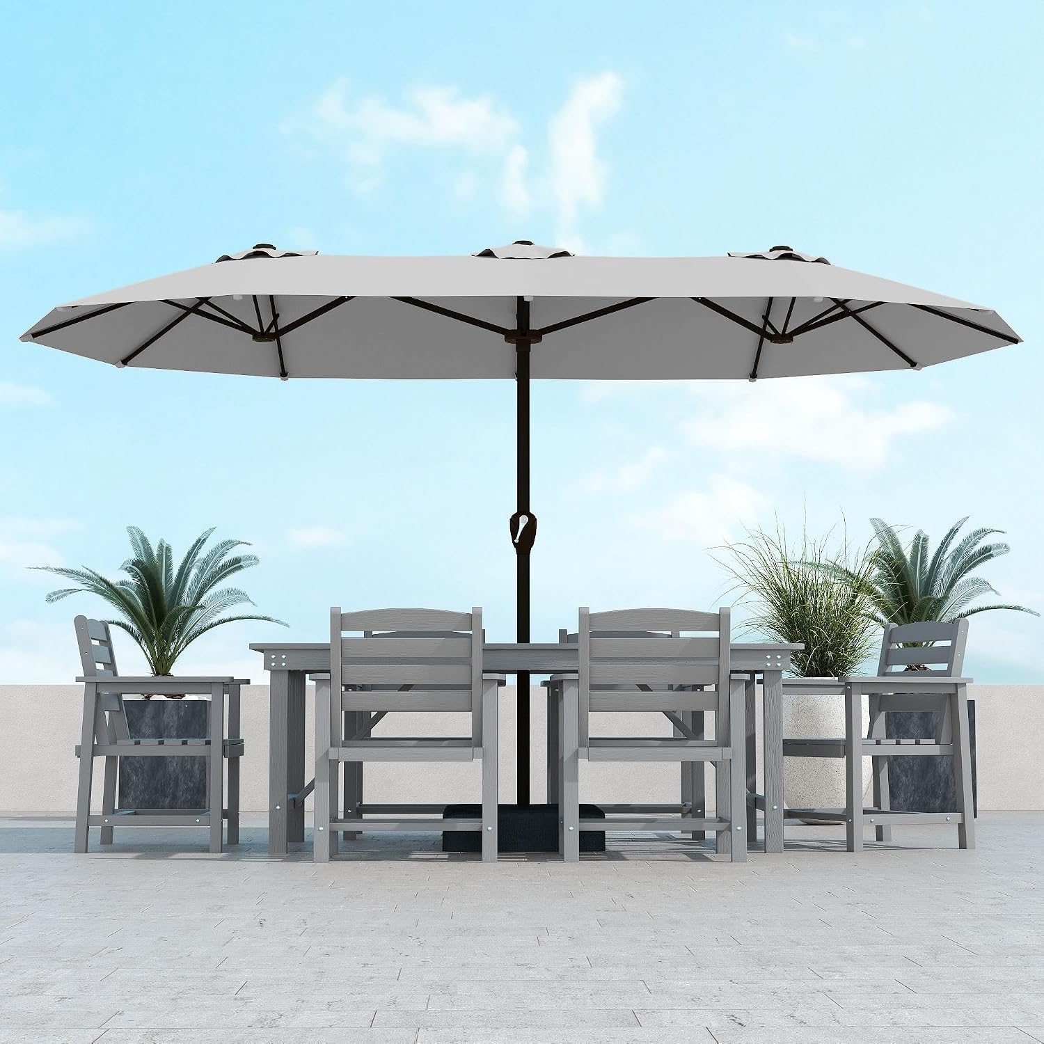 Kingdura close-up of light grey polyester canopy fabric proving UPF 50+ protection