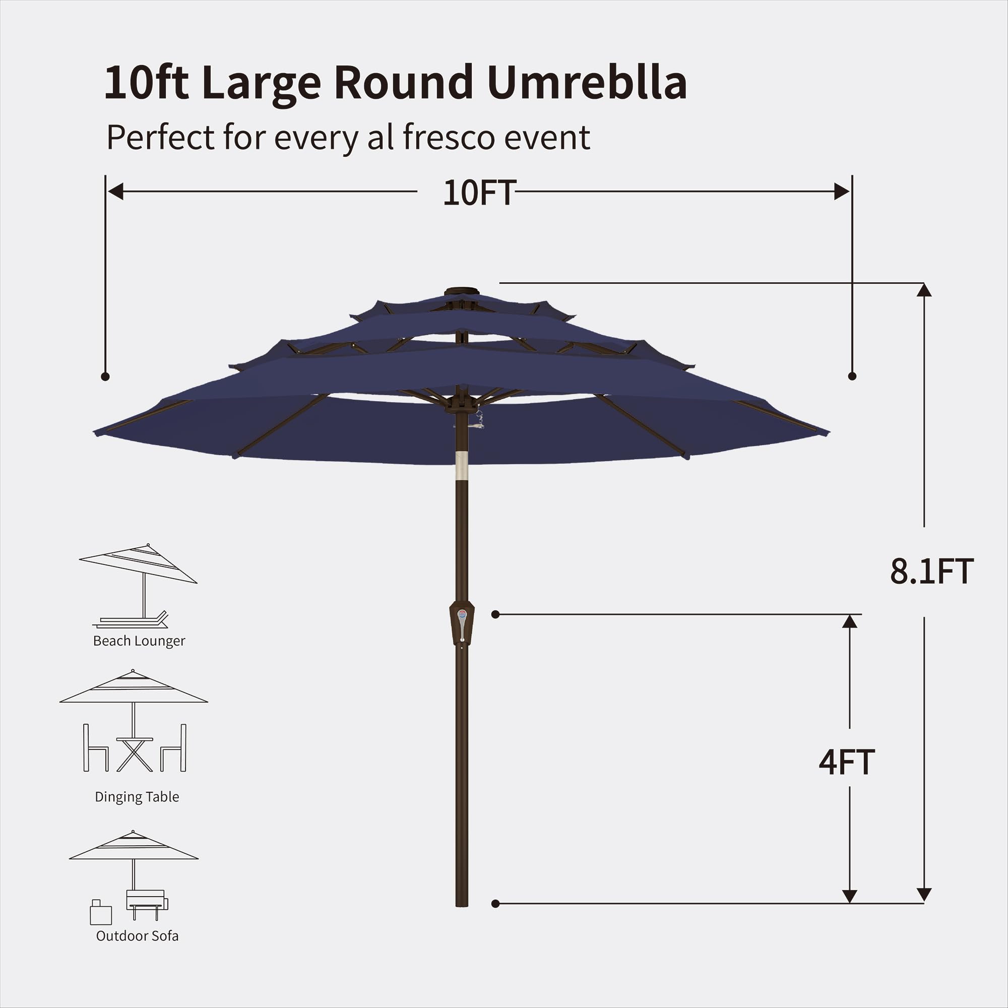 Kingdura folded umbrella stored compactly for off-season convenience