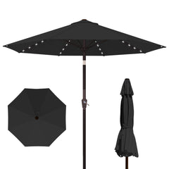 Kingdura front view of black 10ft umbrella showing full canopy and shade benefit