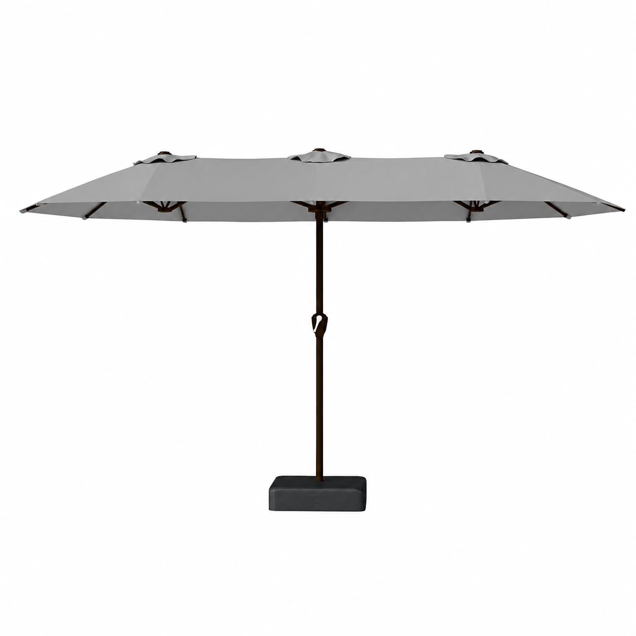 Kingdura front view of full umbrella setup showing wide coverage and shelter benefit