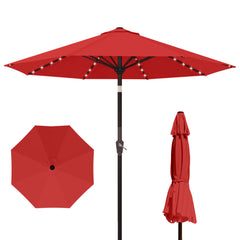 Kingdura front view of open red umbrella showing full coverage and shade benefit