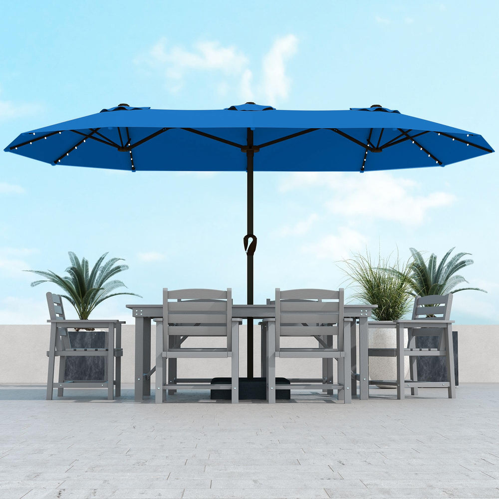 Kingdura front view of open umbrella showing wide shaded area benefit