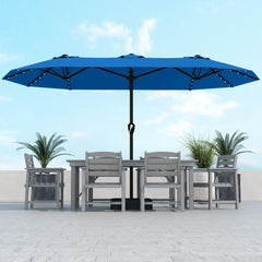Kingdura front view of open umbrella showing wide shaded area benefit