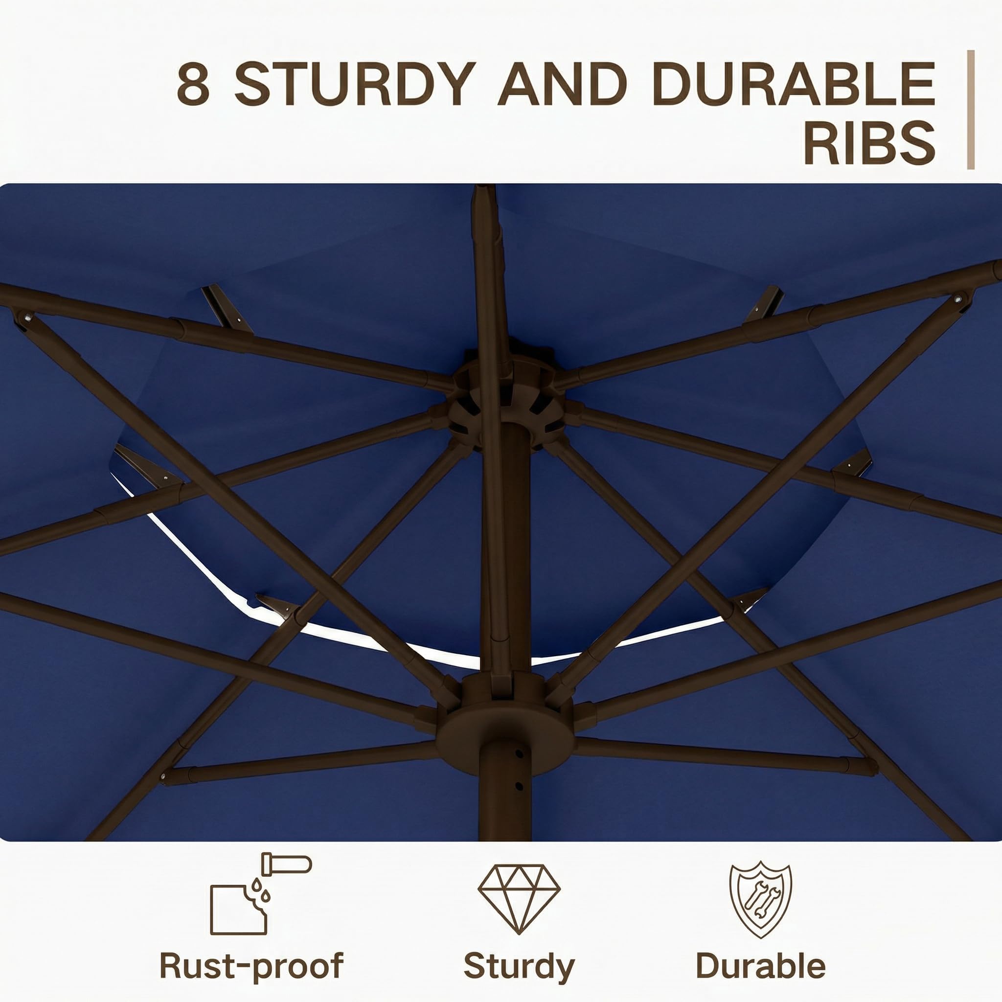 Kingdura metal pole and base showing sturdy outdoor construction