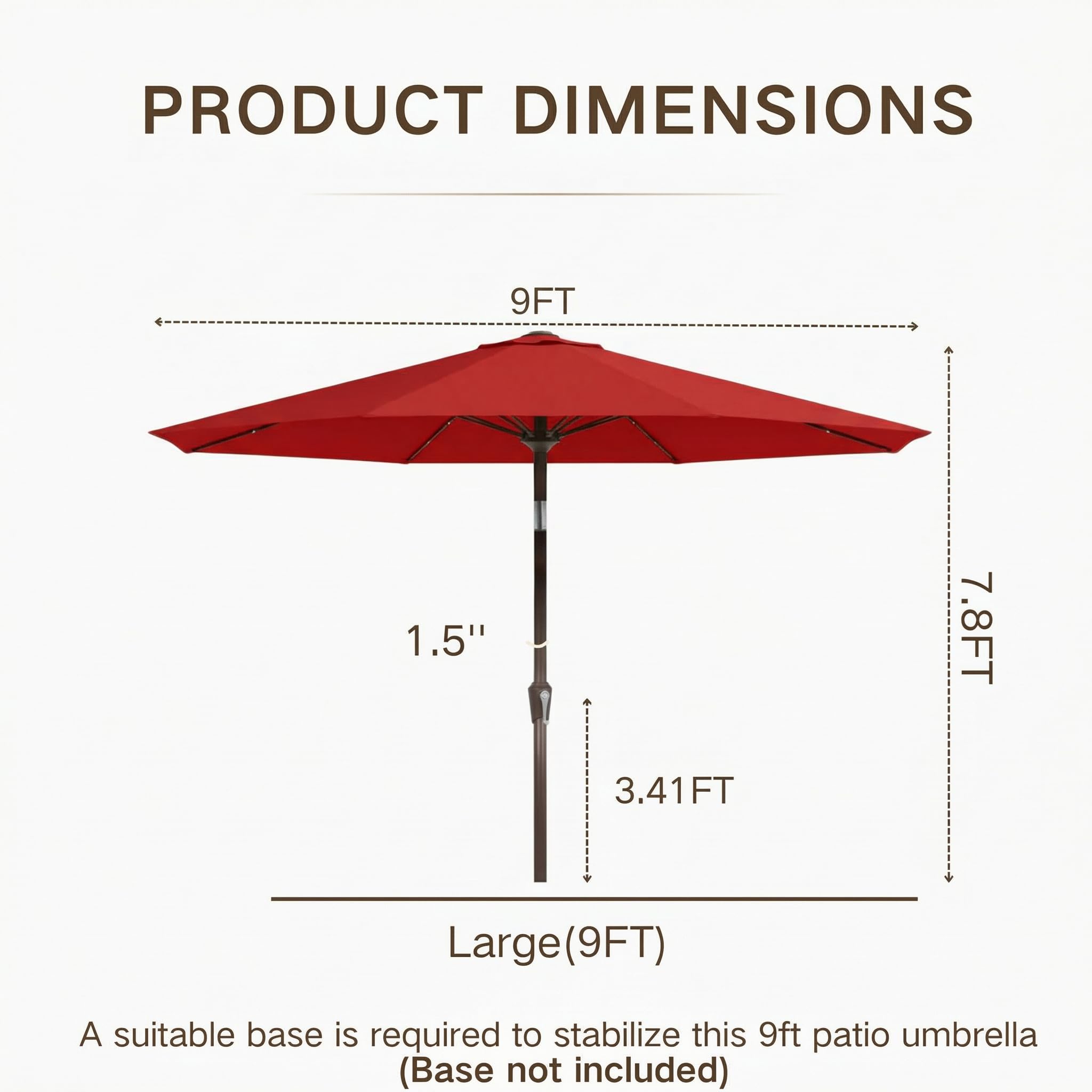 Kingdura pole showing 1.5-inch diameter and compatibility with standard bases