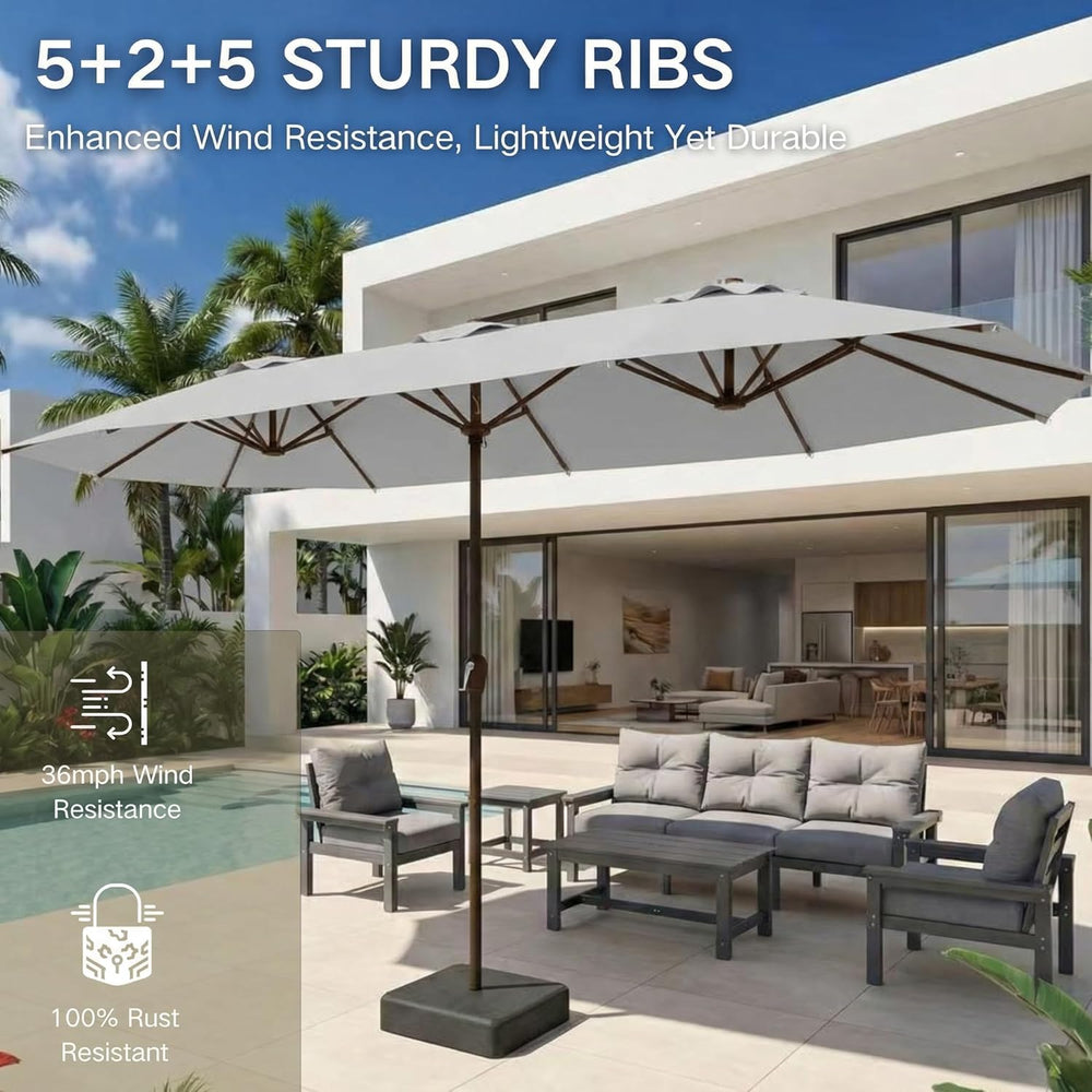 Kingdura over poolside lounge illustrating broad shade for relaxation benefit