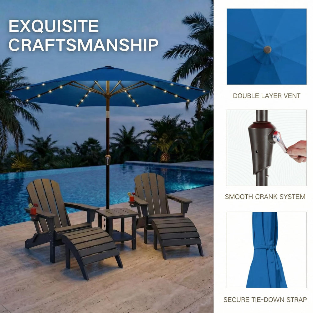 Kingdura umbrella over patio dining table creating comfortable shade