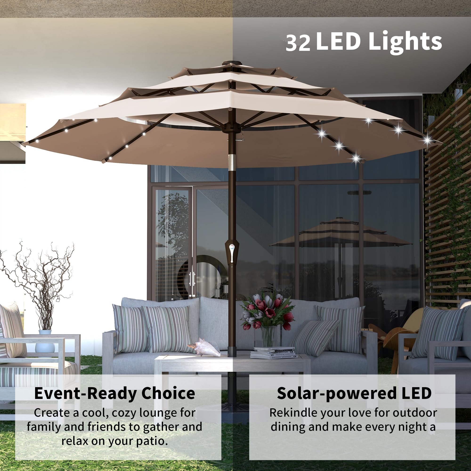 Kingdura top-mounted solar panel detail showing efficient charging for LED lights