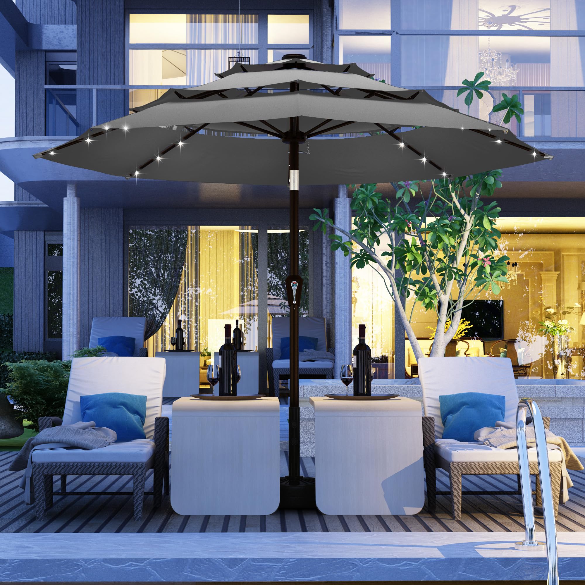 Kingdura top solar panel close-up charging lights for hands-free illumination