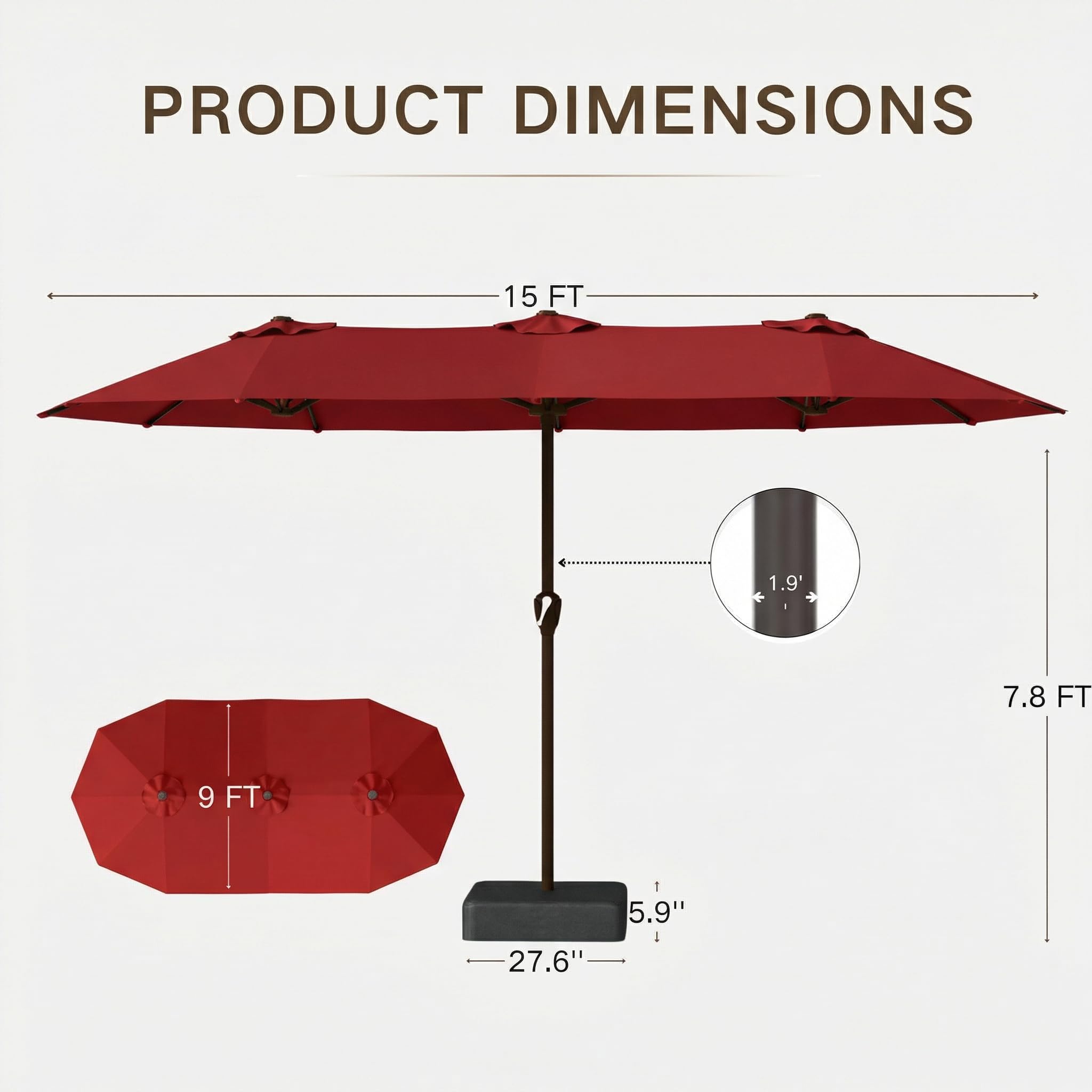 Kingdura umbrella folded for storage demonstrating compact profile and easy seasonal stowage