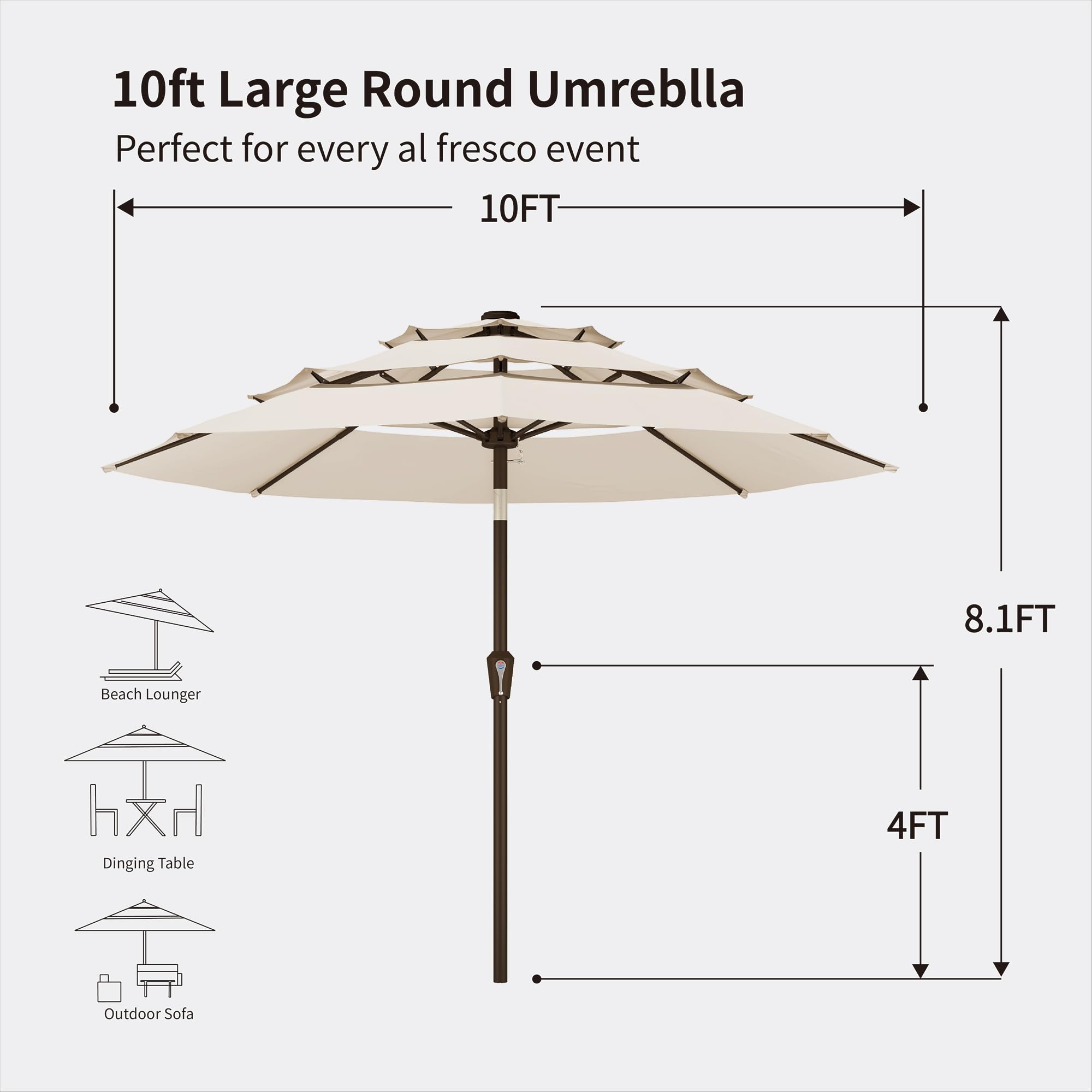Kingdura umbrella packaging and instructions image showing easy assembly