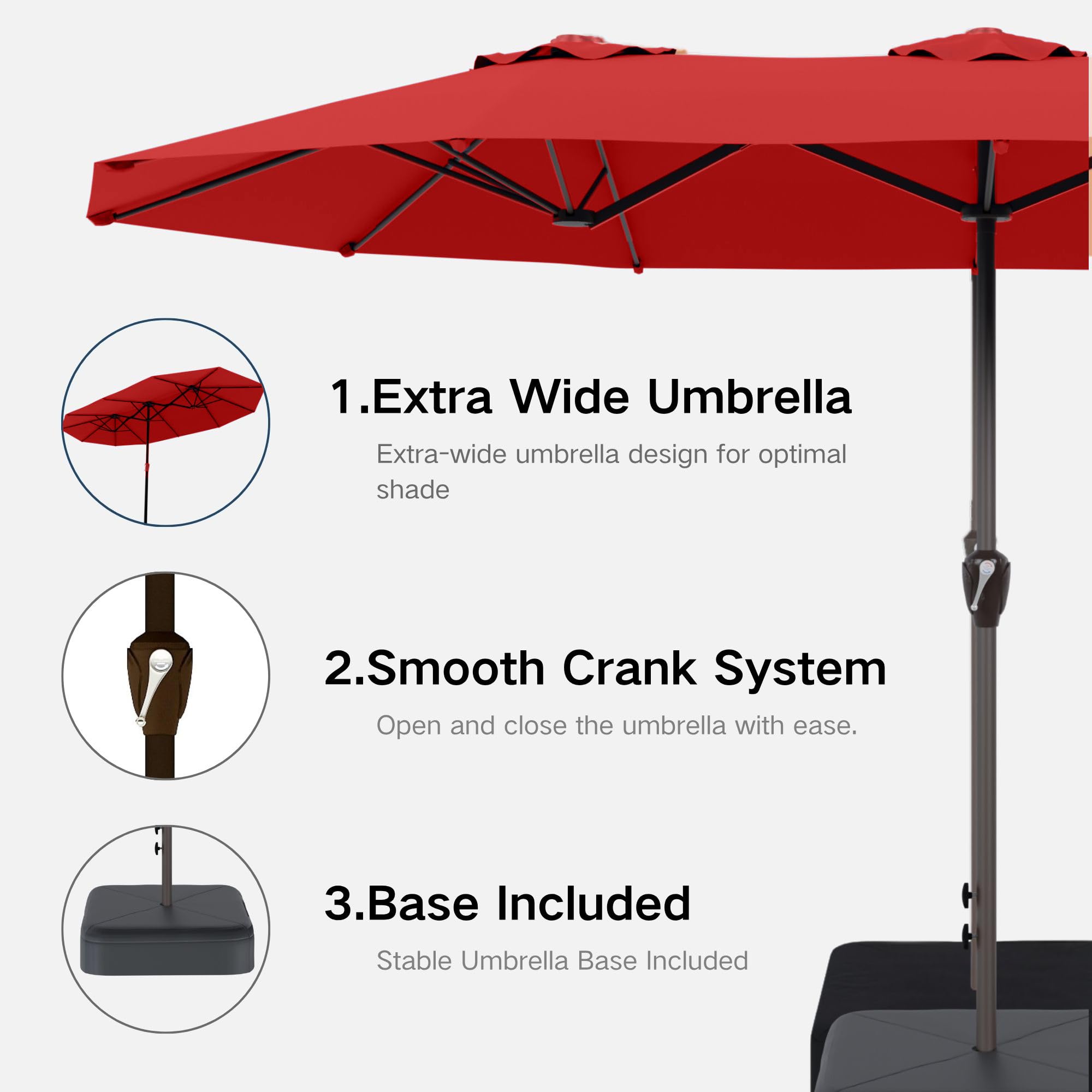 Kingdura umbrella over patio furniture showing scale and coverage for dining and lounging benefit