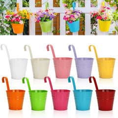 KINGLAKE front view of ten colorful metal pots showing variety and tidy arrangement
