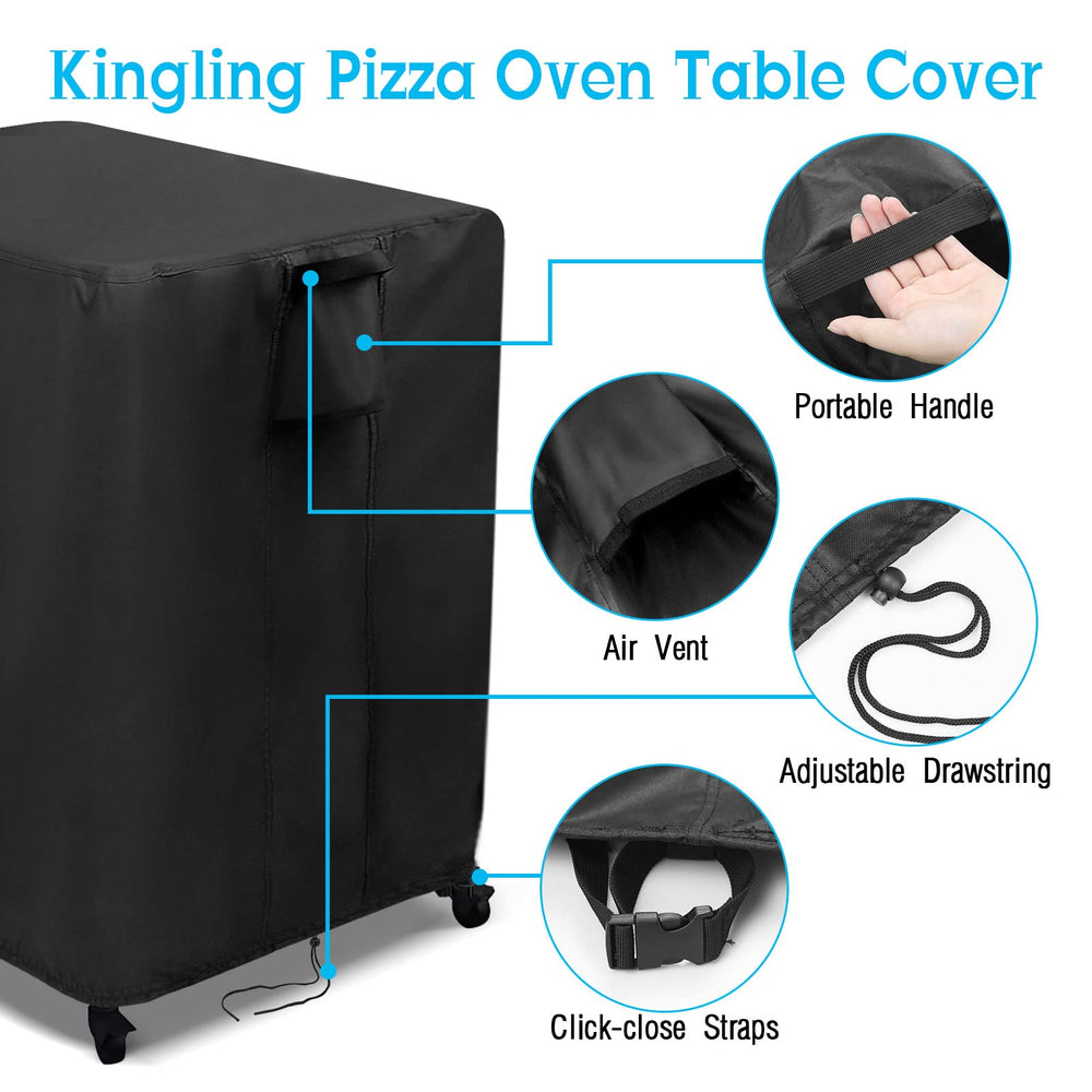 Kingling bottom drawstring and snap closures securing cover against wind