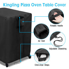 Kingling bottom drawstring and snap closures securing cover against wind