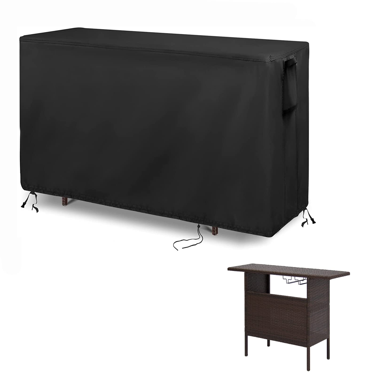 Kingling front view of covered outdoor bar table showing full protection and fit