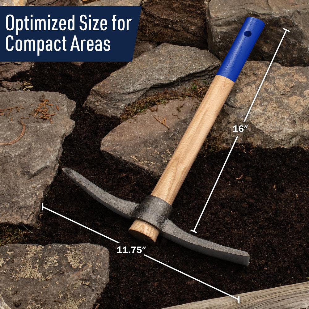Kings County Tools blade close-up showing pointed pick and flat hoe