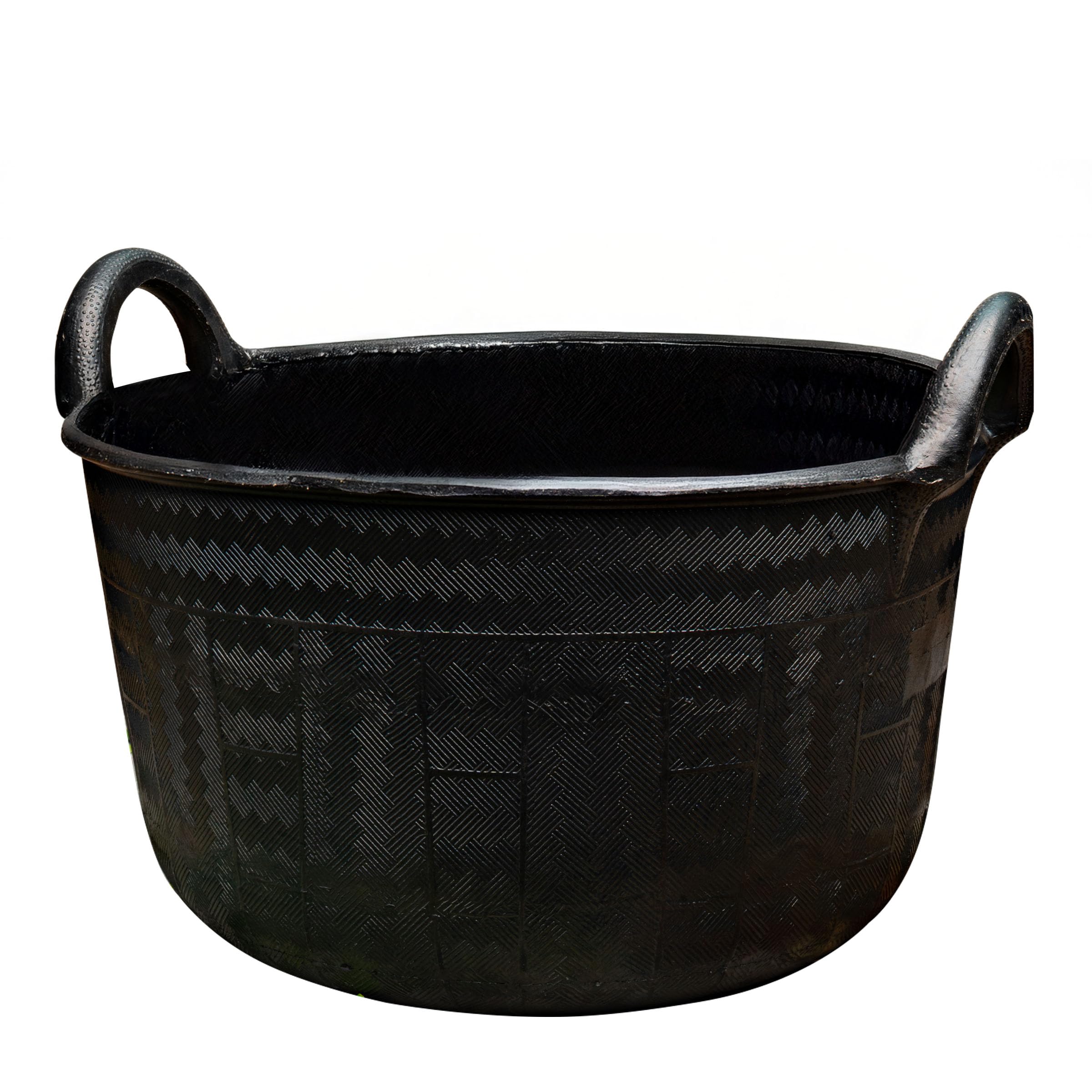 Kings County Tools front view of black 30L rubber bucket showing durable shape and capacity
