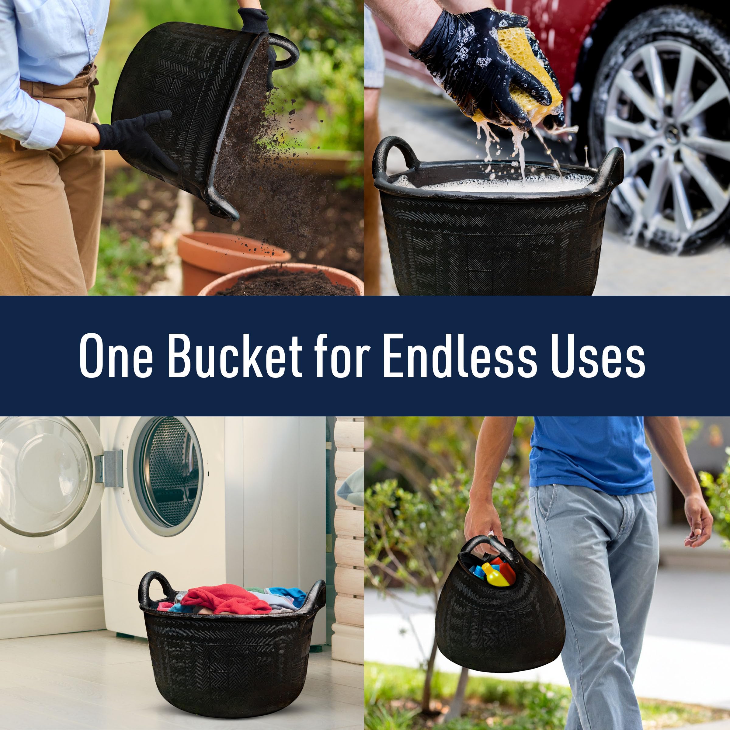 Kings County Tools bucket used for soaking laundry showing reliable water holding