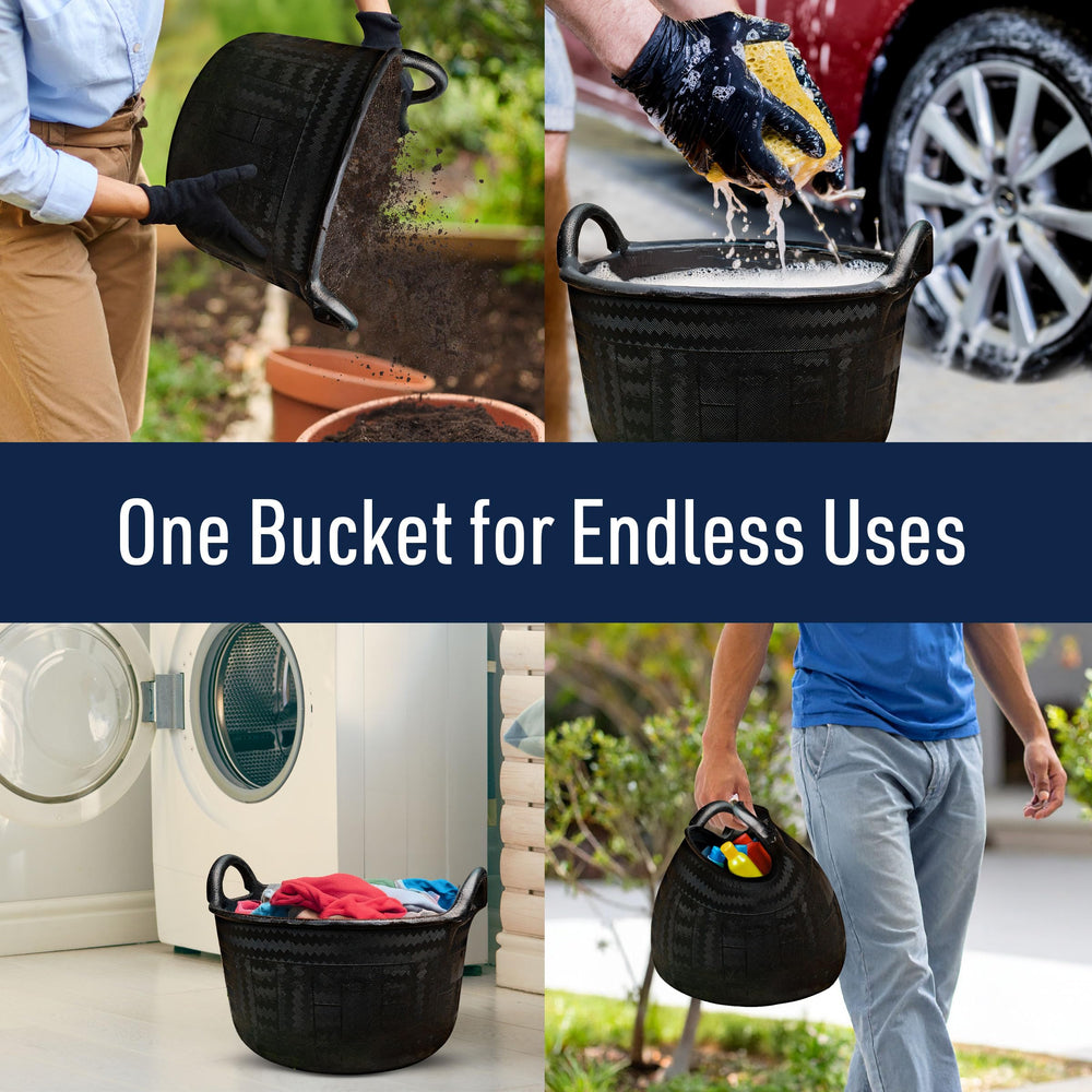 Kings County Tools bucket used for soaking laundry showing reliable water holding