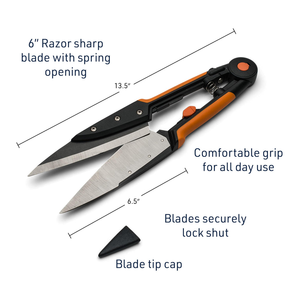 Kings County Tools clippers beside ruler showing 13.5-inch length for reach