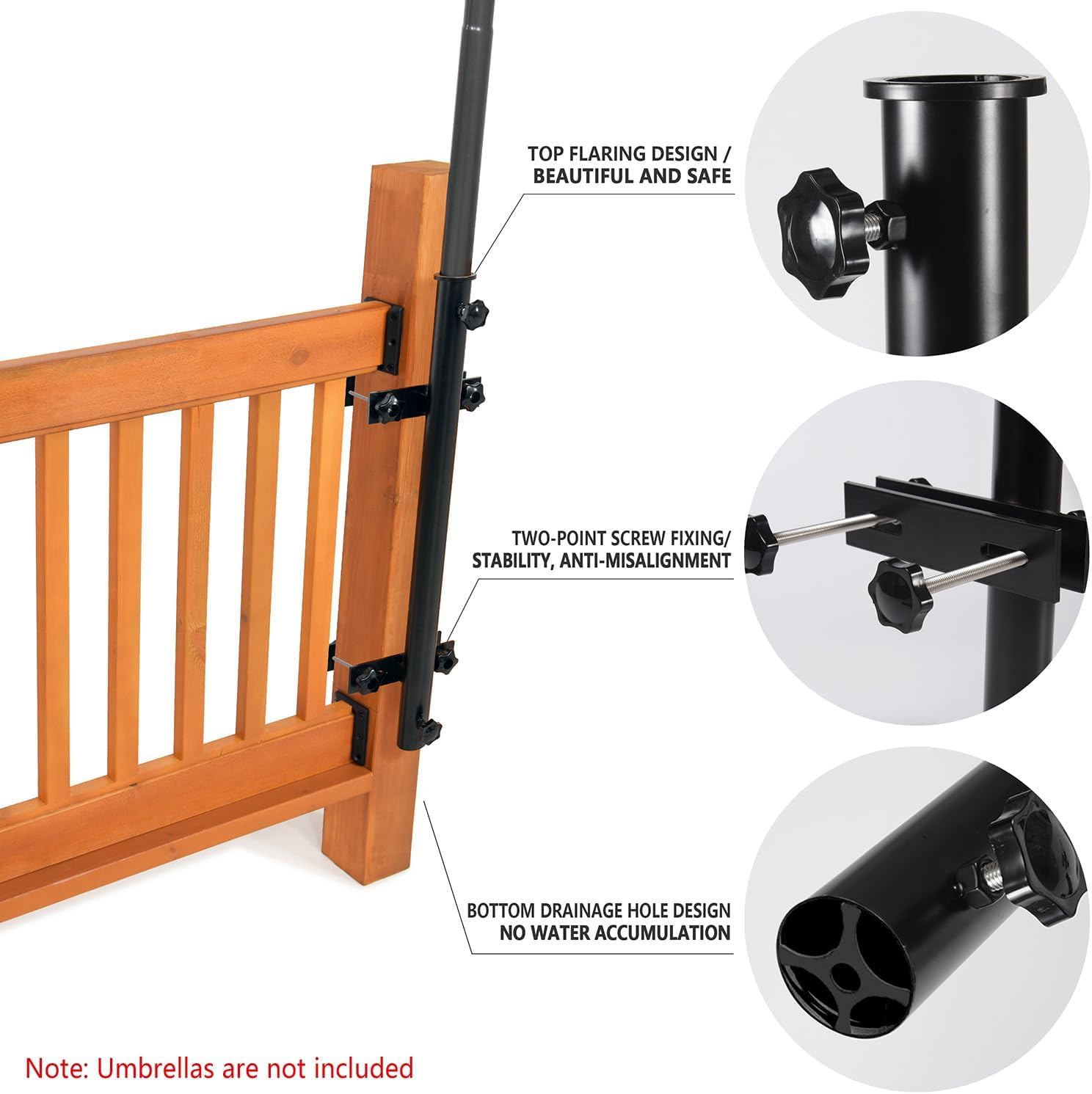 KINGSHANHAI mounted on wooden railing in use saving deck floor space