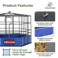 Kingsyard detailed shot of caged metal cover deterring squirrels and larger pests