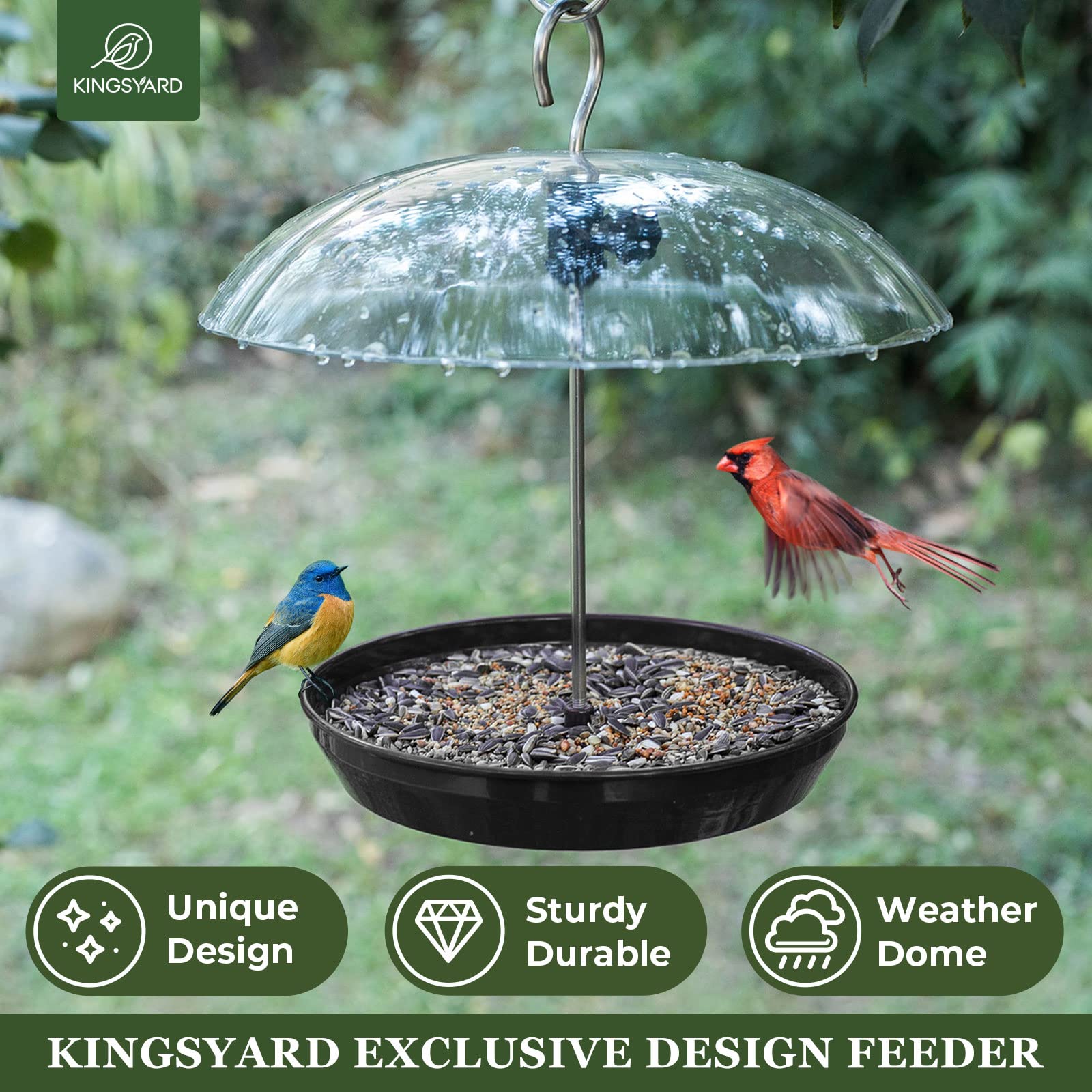 Kingsyard clear dome close-up showing adjustable height for bird access