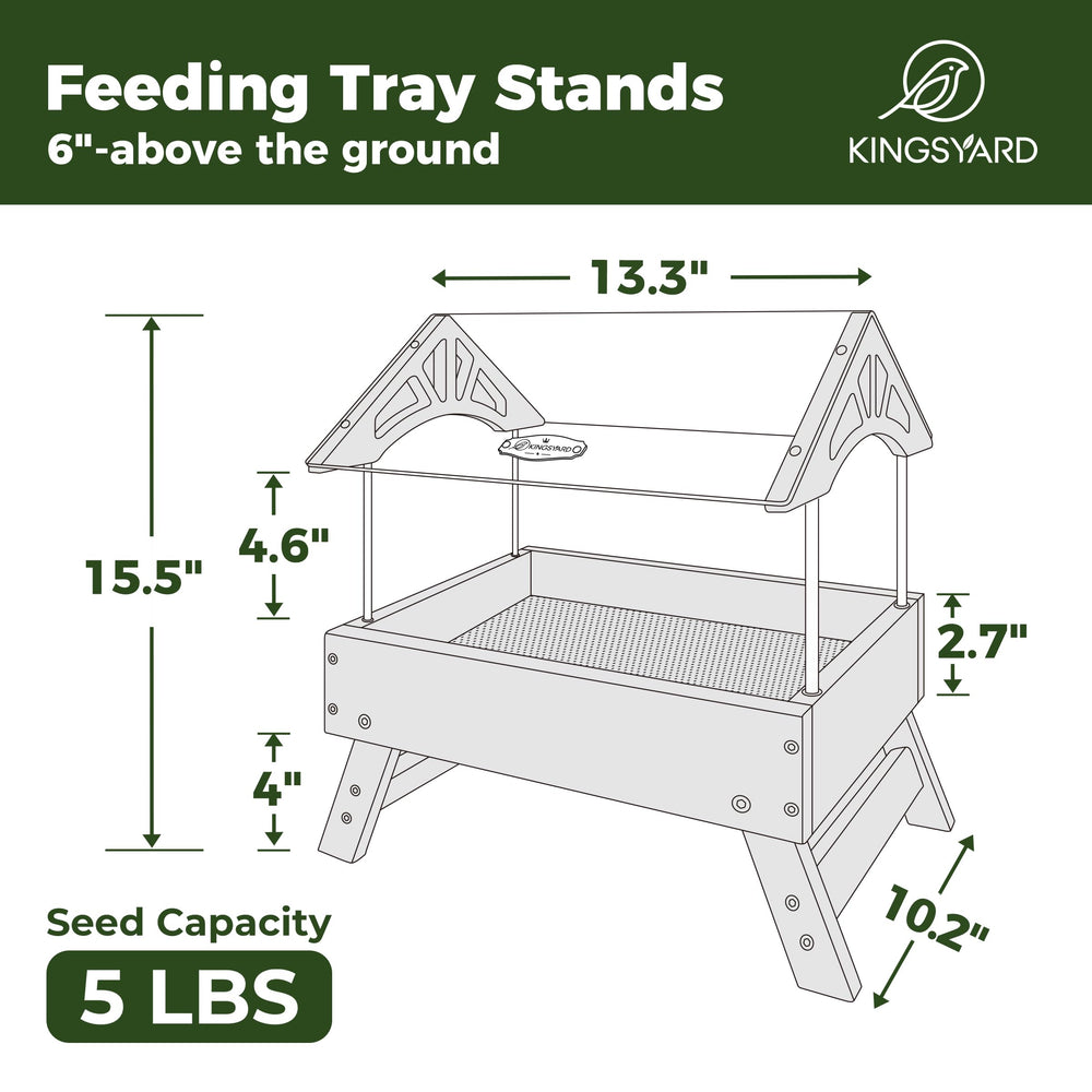 Kingsyard feeder in use with birds feeding showing clear viewing benefit