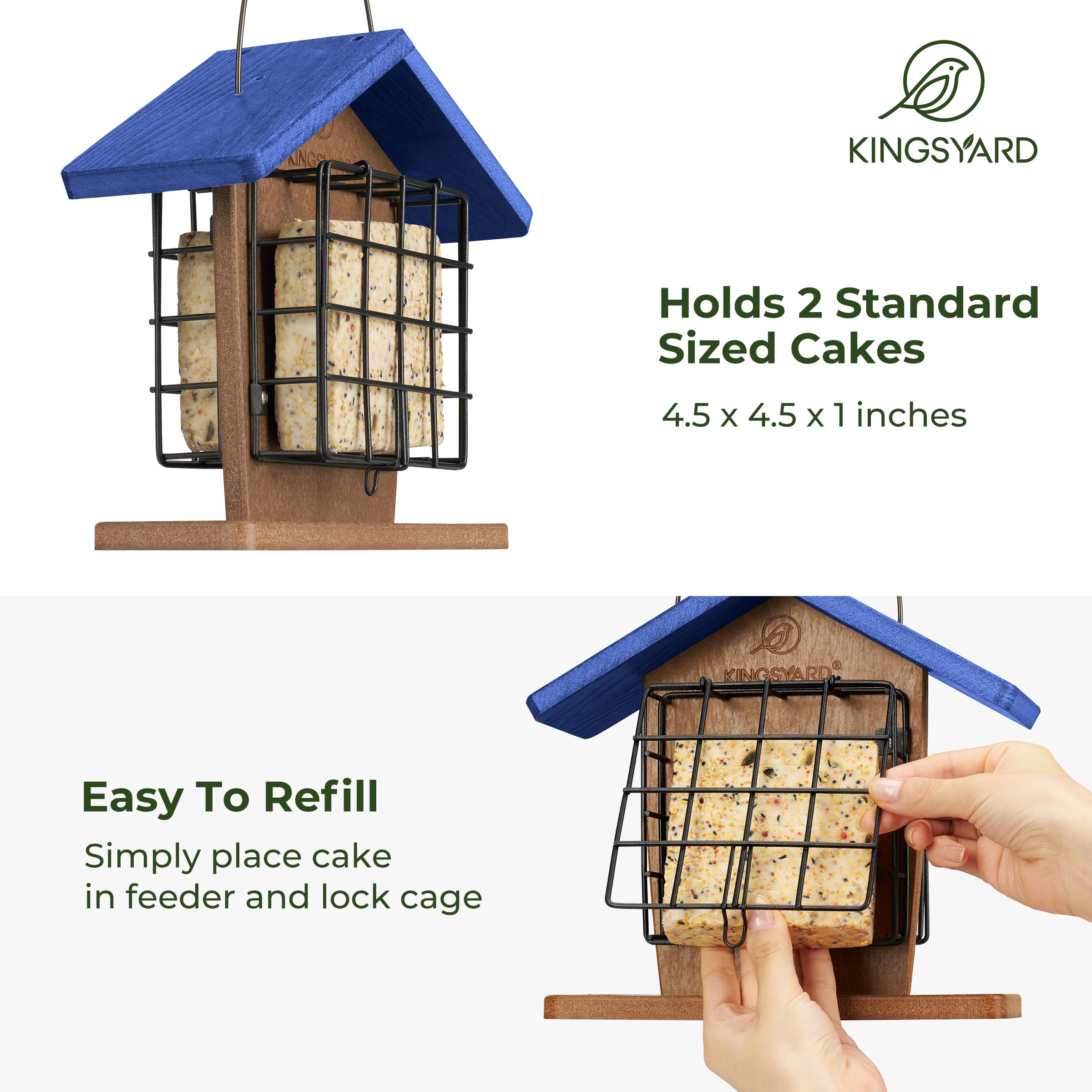 Kingsyard feeder in use with woodpecker showing attraction benefit
