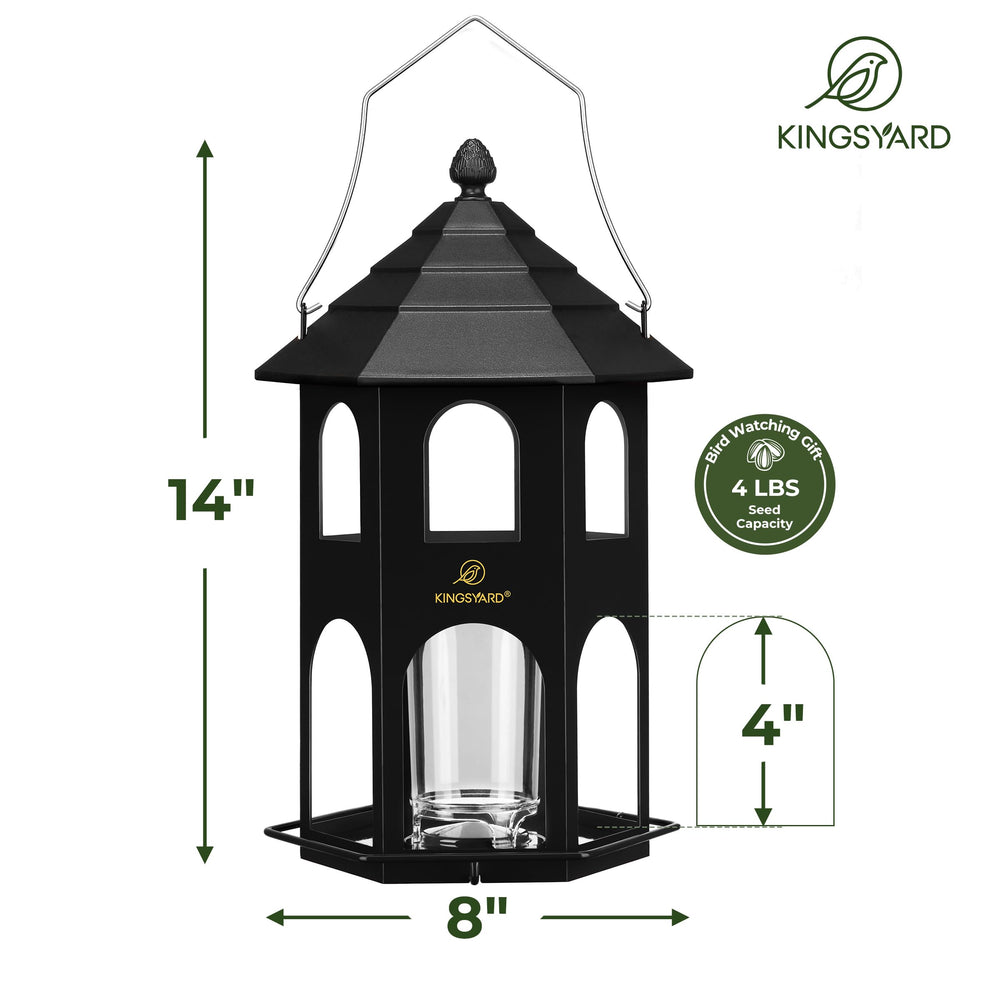 Kingsyard feeder hung in garden attracting songbirds and enhancing outdoor enjoyment benefit