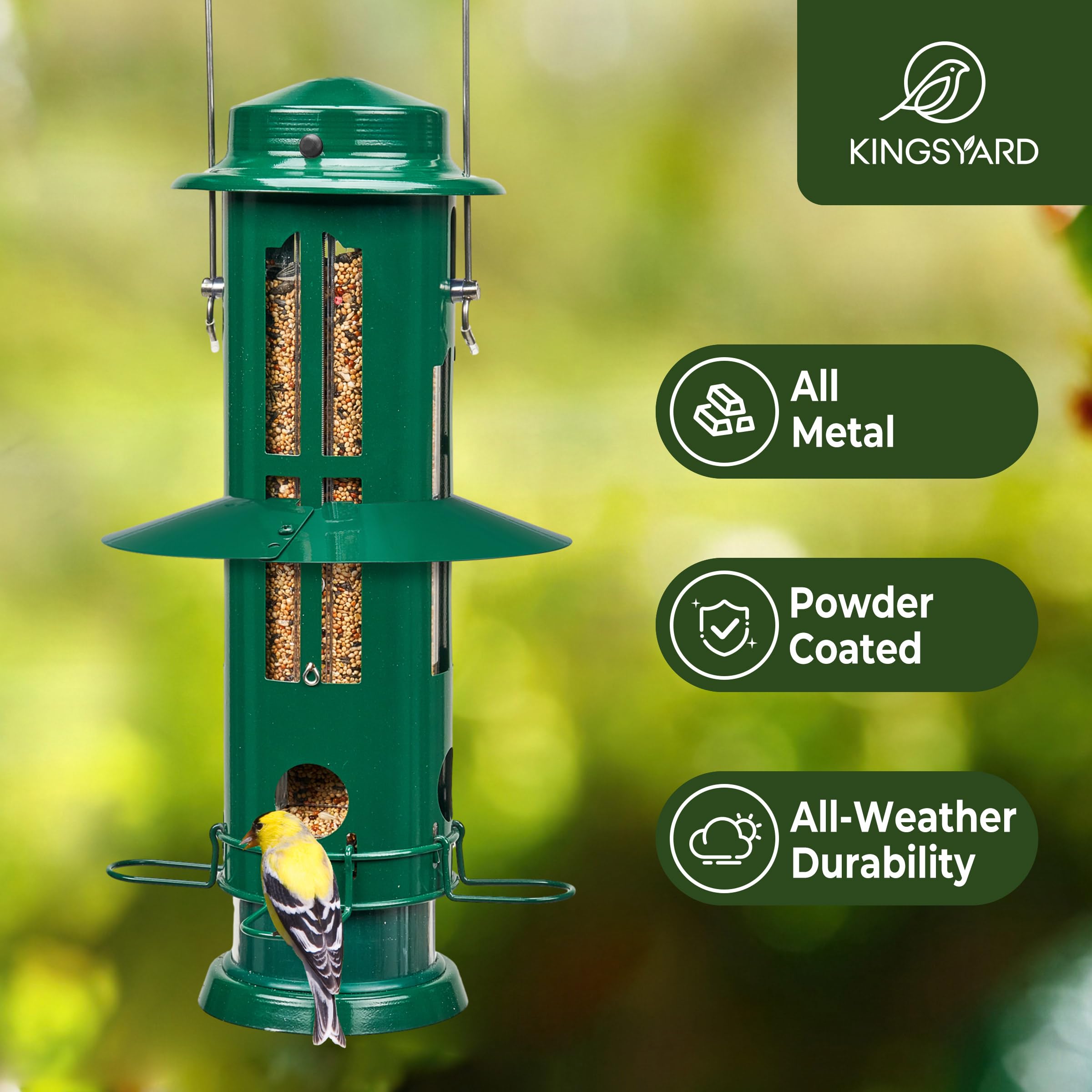 Kingsyard feeder hanging in garden offering a pleasant birdwatching view