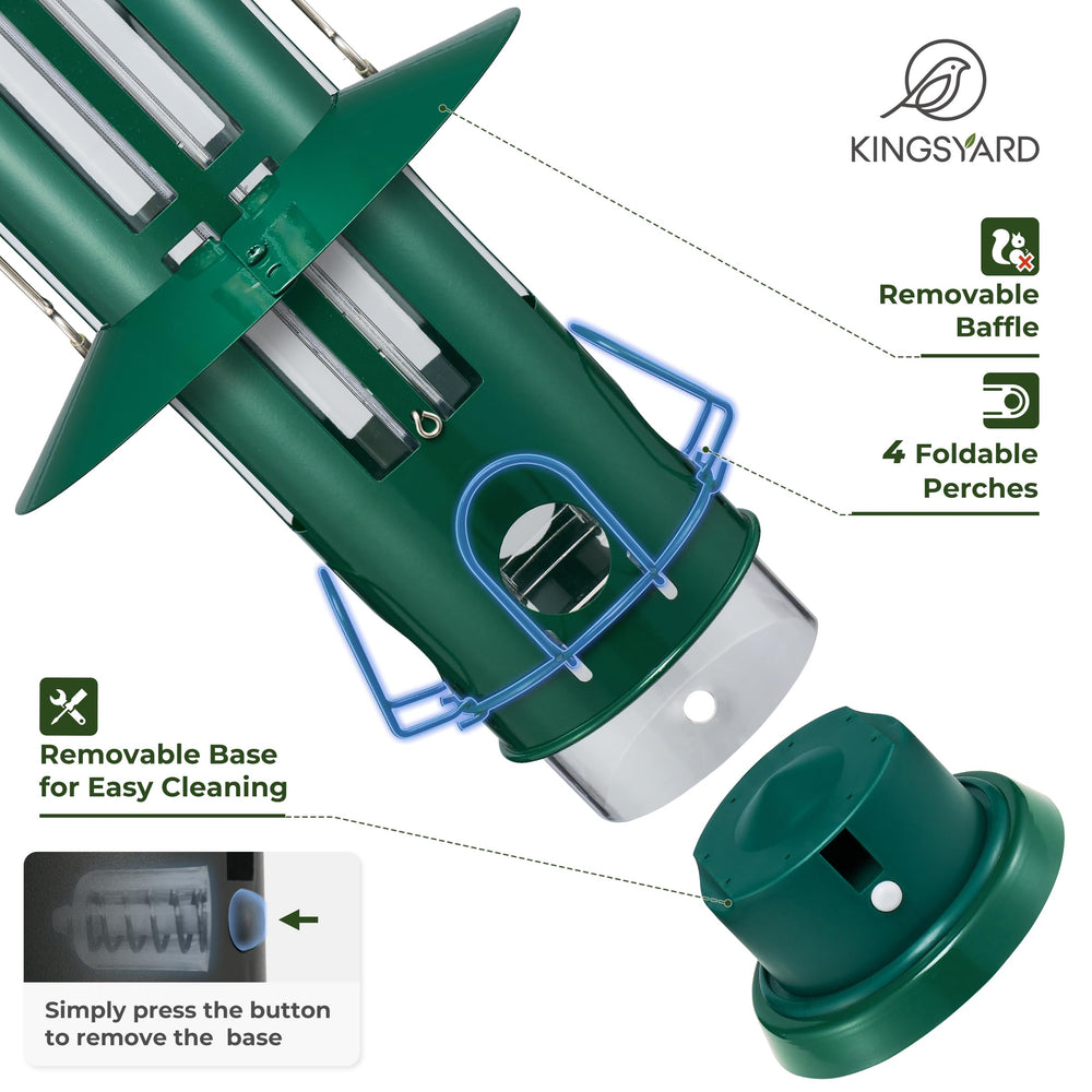 Kingsyard removable base open for cleaning and fast, tool-free maintenance