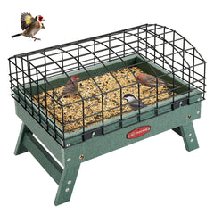 Kingsyard front view showing caged platform and squirrel-proof design for protected feeding