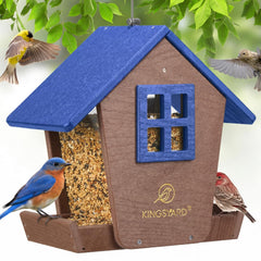 Kingsyard front view of hanging feeder showing weatherproof design and easy access