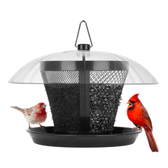 Kingsyard front view of hanging feeder showing full rain protection benefit