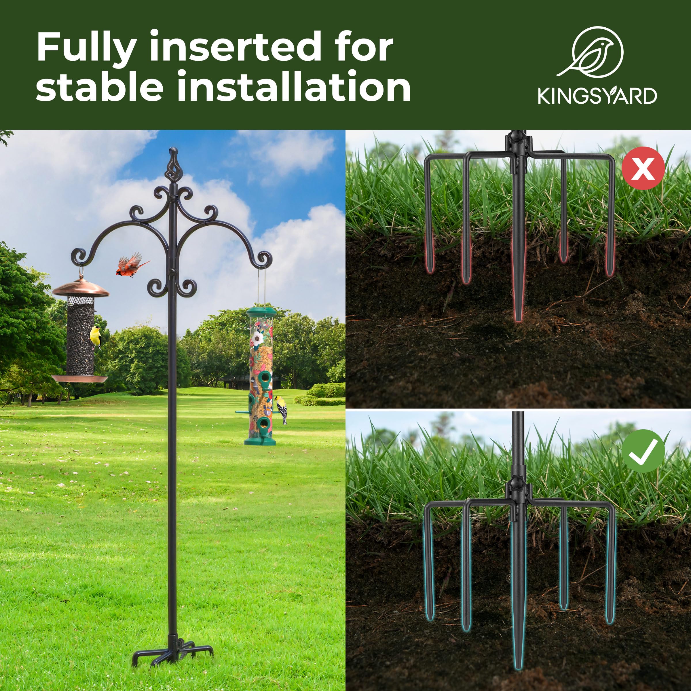 Kingsyard ground stake being installed with foot showing easy secure anchoring