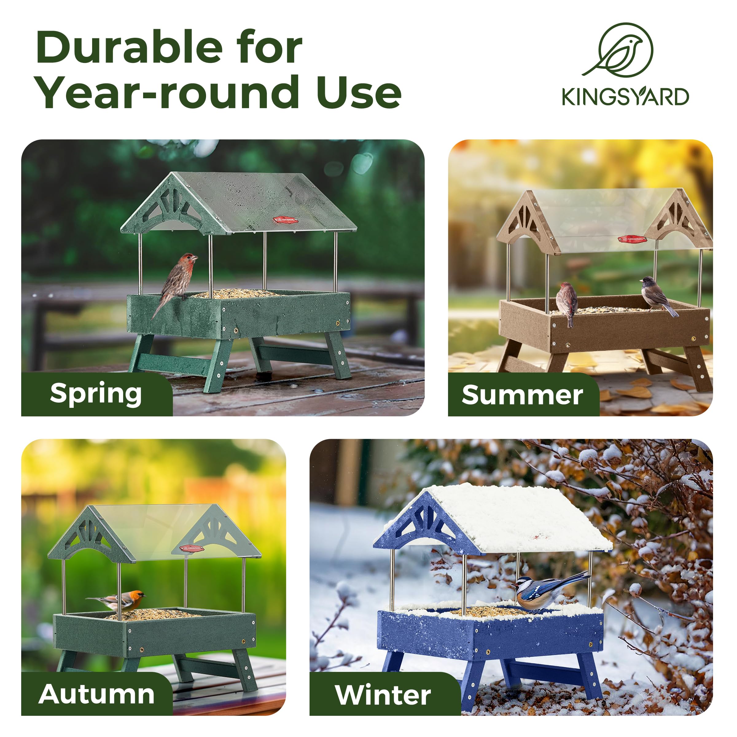 Kingsyard feeder in garden setting attracting birds for peaceful backyard watching