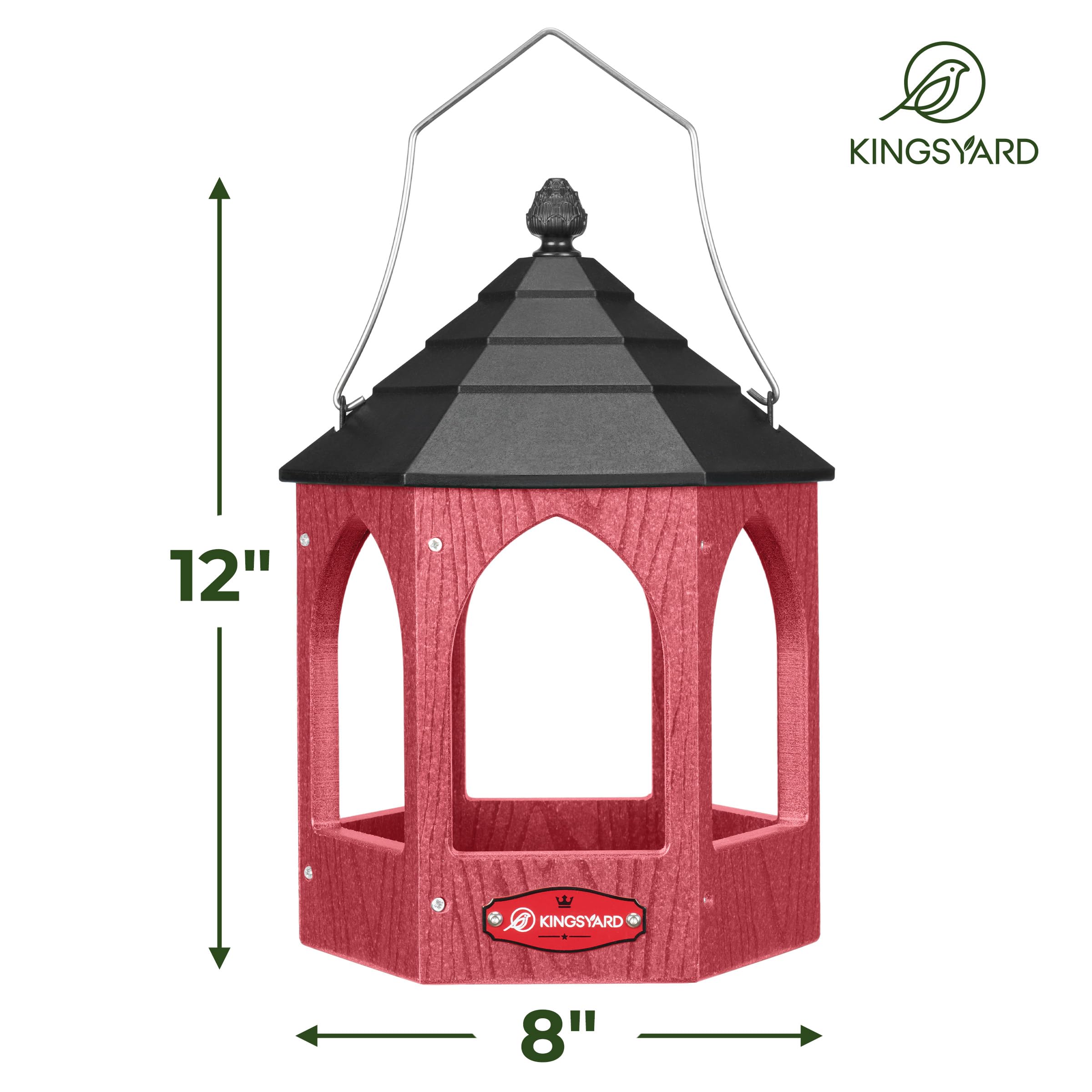 Kingsyard feeder held in hand for scale showing compact portable benefit