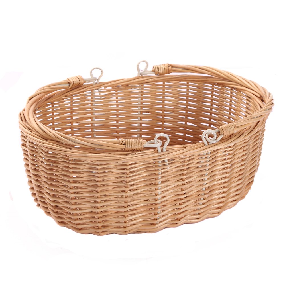 KINGWILLOW front view natural wicker picnic basket showing portable design and charm