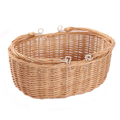 KINGWILLOW front view natural wicker picnic basket showing portable design and charm