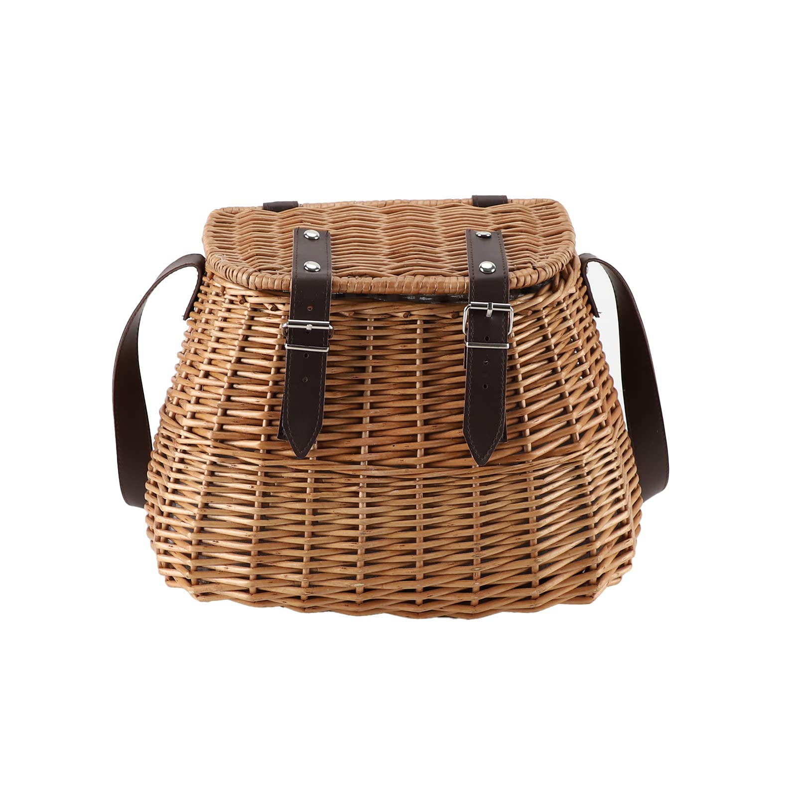 KINGWILLOW front view showing wicker basket and lid for stylish transport