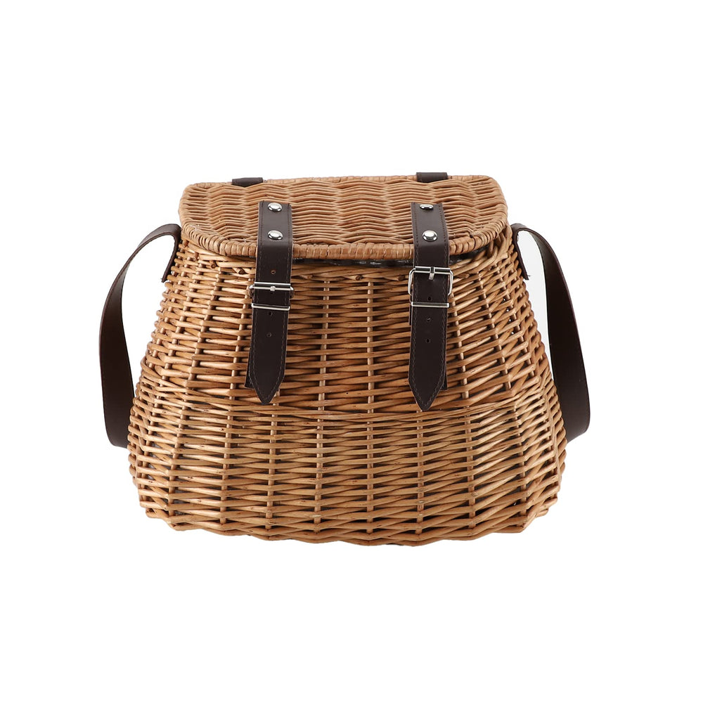 KINGWILLOW front view showing wicker basket and lid for stylish transport