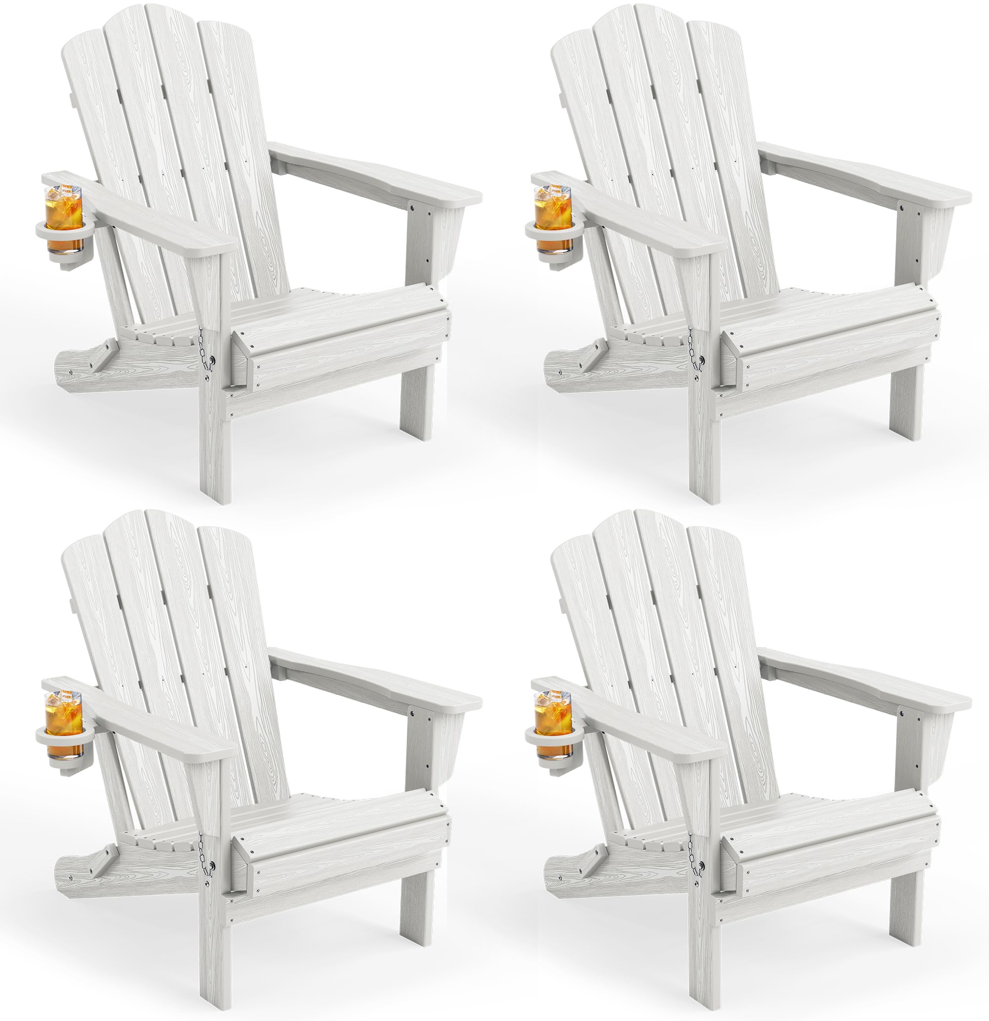 KINGYES front view of white Adirondack chair showing classic silhouette and comfort