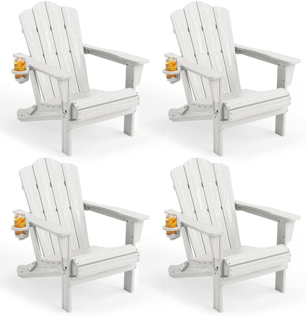 KINGYES front view of white Adirondack chair showing classic silhouette and comfort