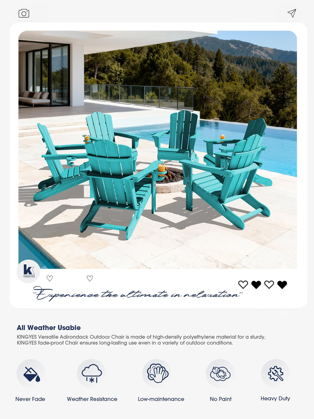 KINGYES chairs in patio setting offering stylish, weatherproof outdoor seating
