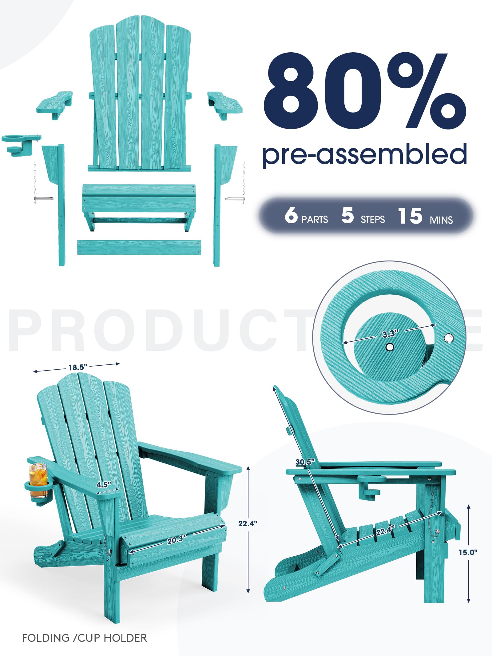 KINGYES slatted seat ventilation keeps you cool and comfortable outdoors