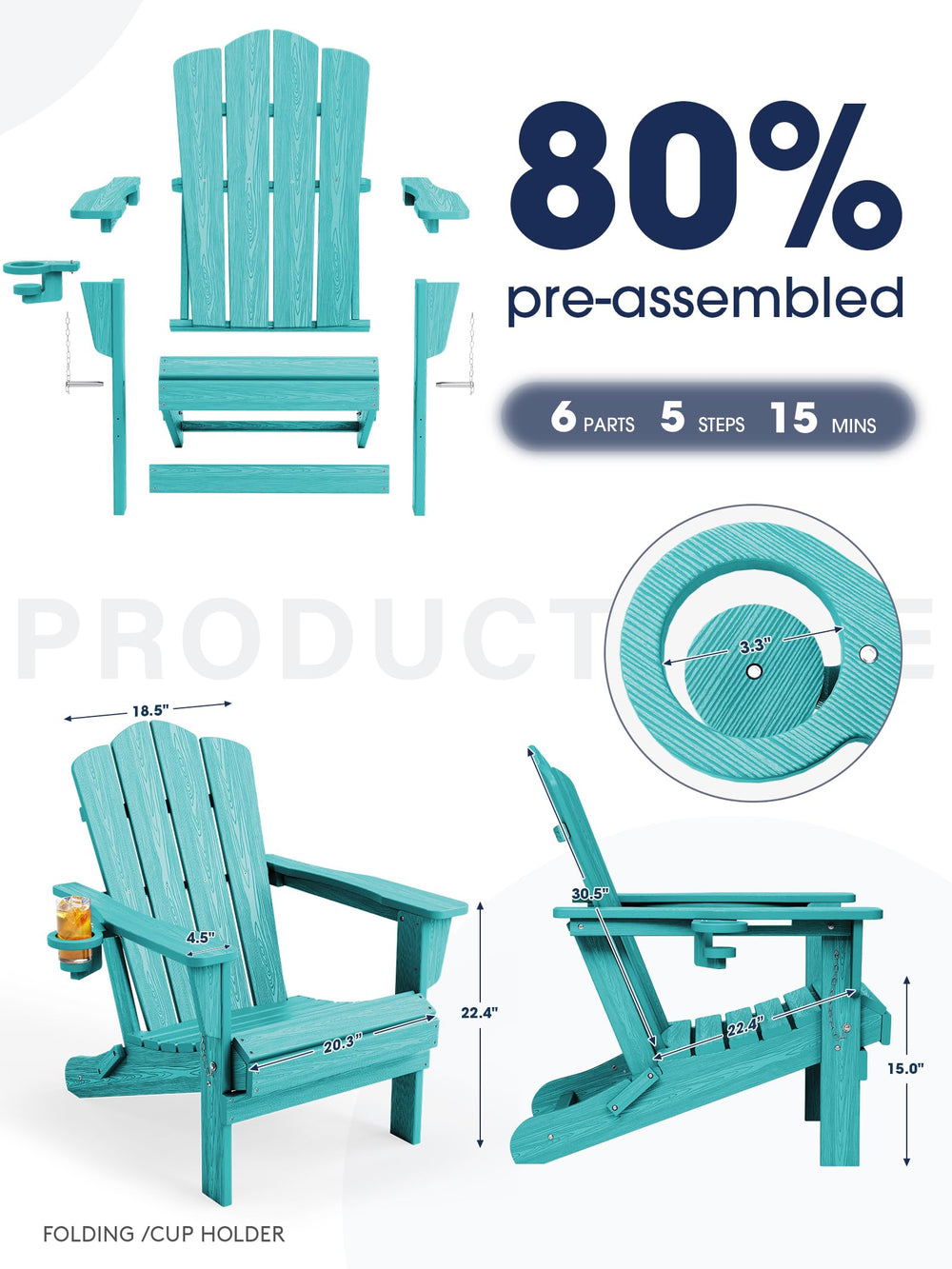 KINGYES slatted seat ventilation keeps you cool and comfortable outdoors