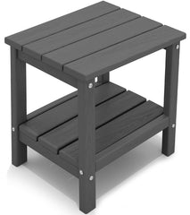 KINGYES front view of gray double side table showing dual tiers and elegant silhouette