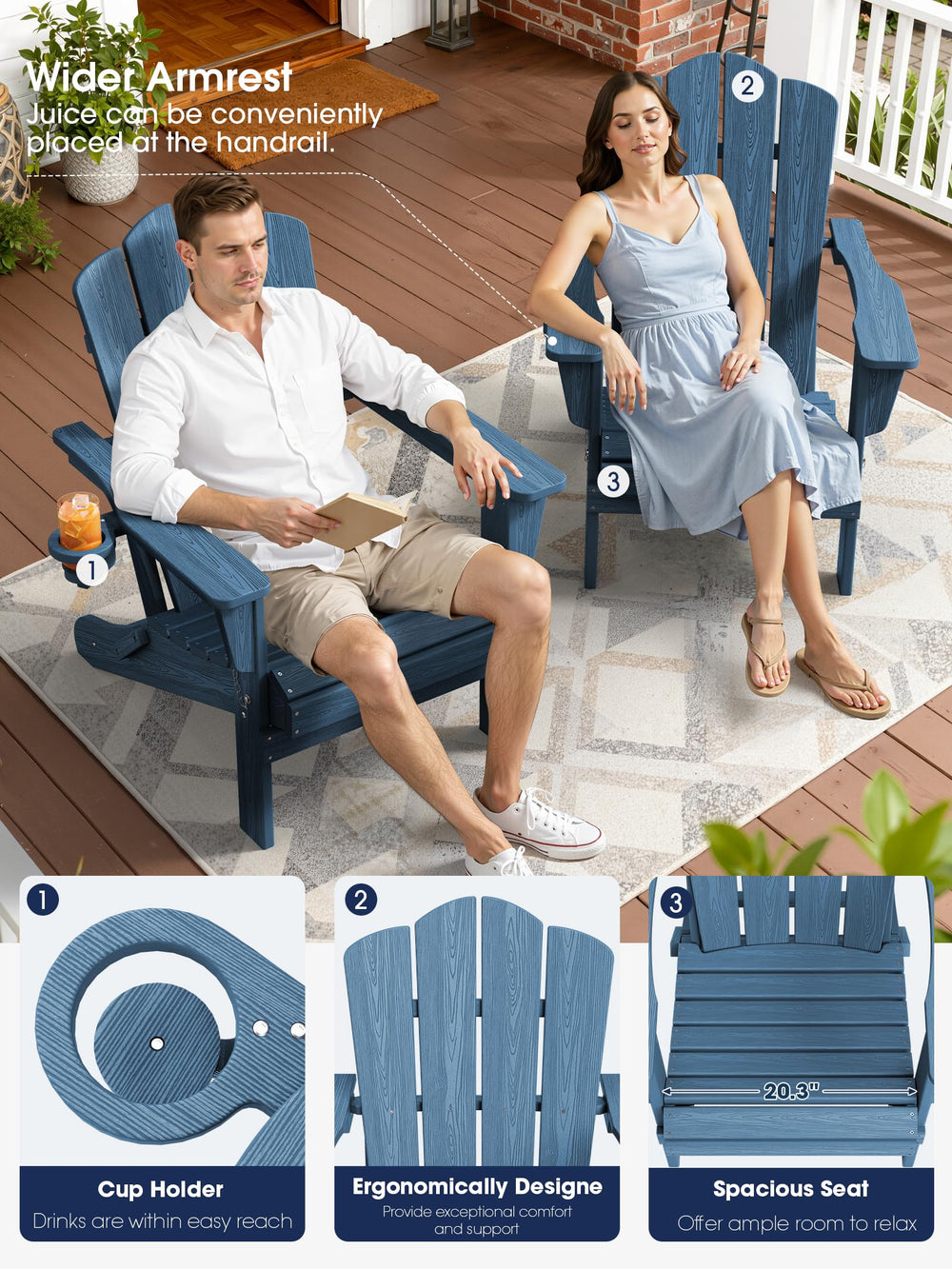 KINGYES navy close-up wood-grain texture that mimics real wood look